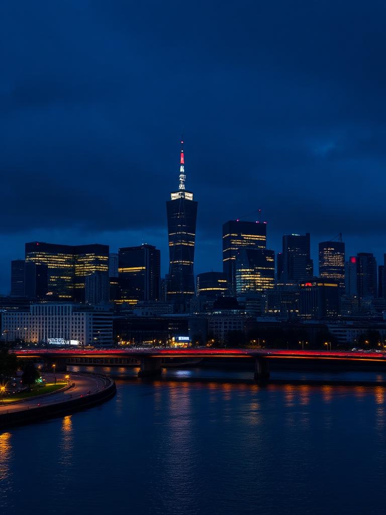 Stadtansicht von Frankfurt bei Nacht